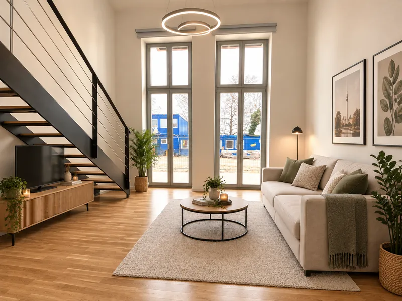 Beeindruckende Raumhöhe, Galerie & Terrasse – Stilvolle 1,5-Zimmer-Wohnung — photo 1